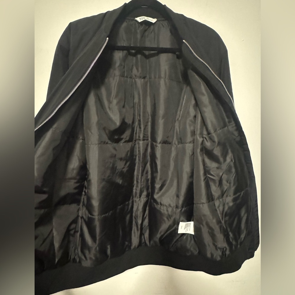 NWT Women’s XS Classic Black Long Bomber Jacket silver full zip insulated DSG - Picture 5 of 6